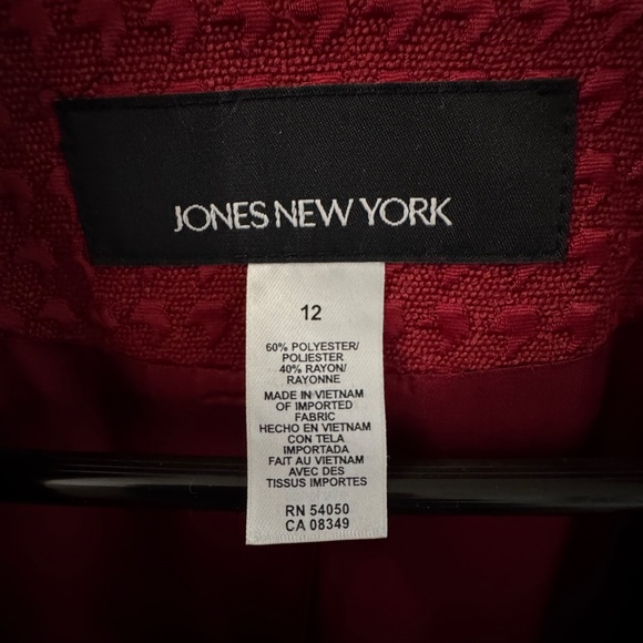 Vintage Jones New York size 12 Red Herringbone blazer Textured Fit - Picture 3 of 3